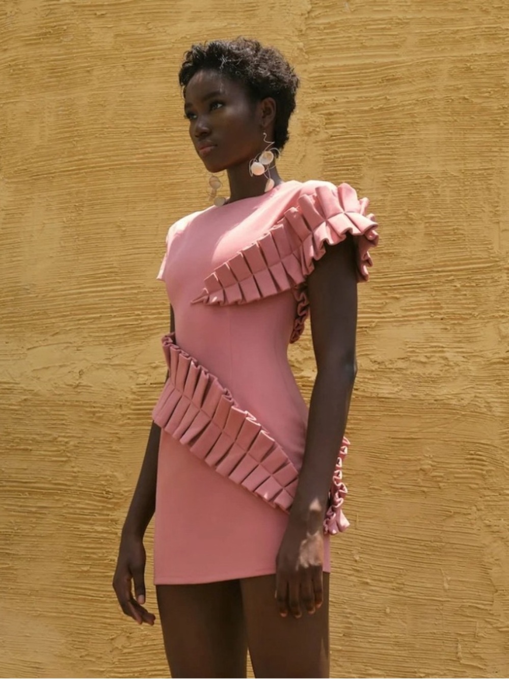 ANDREA IYAMAH Elegant Ruffle-Detail Mini Dress